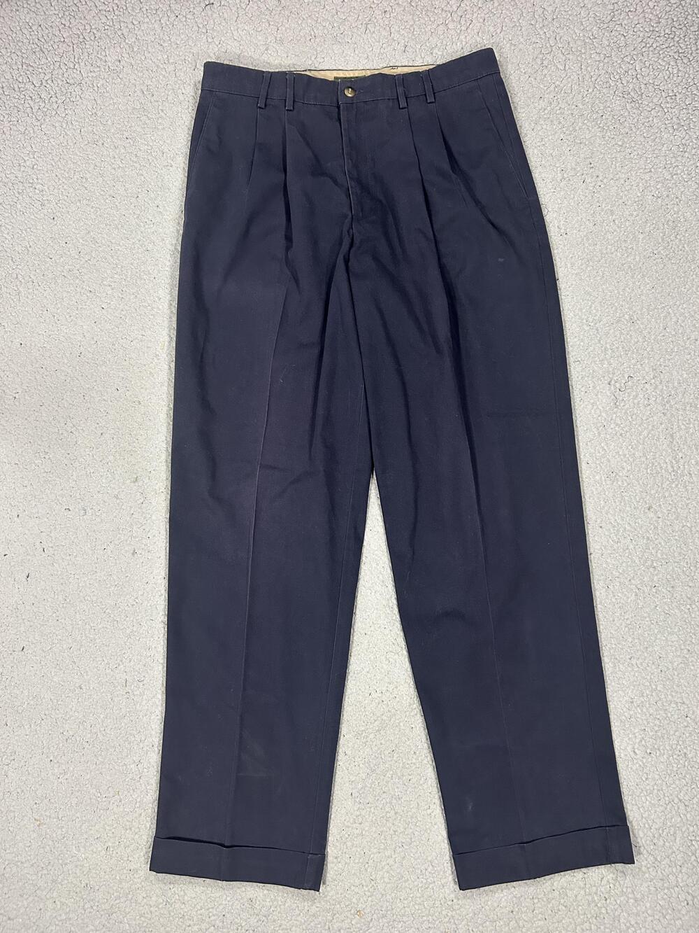 Dockers Dress Pants Mens 33x32 Navy Blue Class A Pleated Cuffed Regular Fit